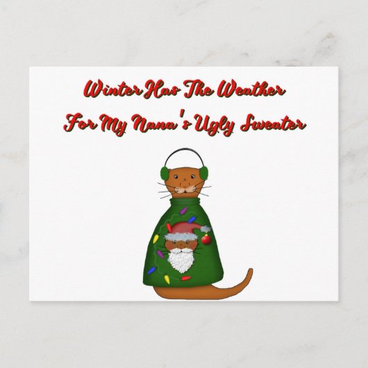 ナナの醜いセーターの中のオッターを言葉でオリバー ポストカード (正面)