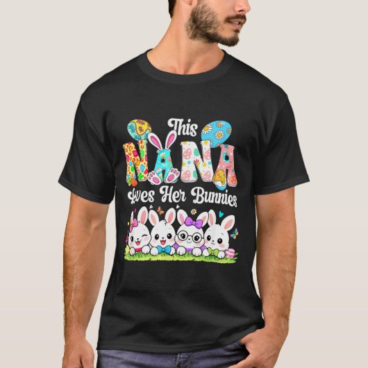 ナナはイースターのうさぎたち グループうさぎ蝶ネクタイ Tシャツ (正面)