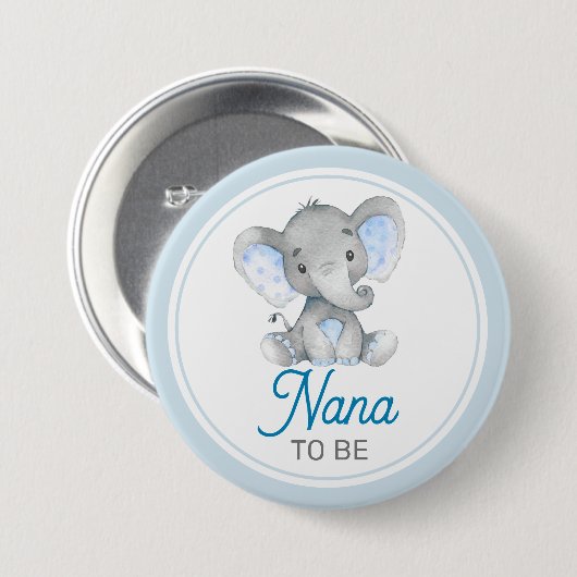ナナへニューグラニー男の赤ちゃんシャワーエレファント 缶バッジ (正面&裏面)