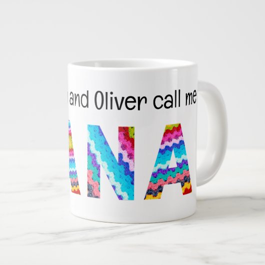 ナナナナカチェットの手紙の子供の名前を呼ぶ ジャンボコーヒーマグカップ (正面右)