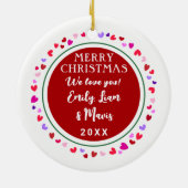 ナナハートラブサイン日クリスマスプレゼントオーナメント セラミックオーナメント (裏面)