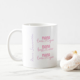 ナナパーソナライズされたピンクタイポグラフィ コーヒーマグカップ