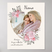 ナナピンクフローラハート形フォト金ゴールドフレーム ポスター (正面)