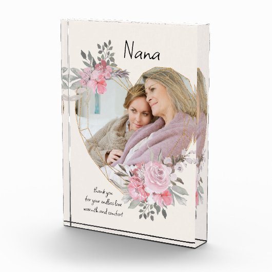 ナナピンクフローラ金ゴールド幾何学ハート形 フォトブロック (右)