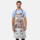 ナナファミリーフォトクリスマス格言フォレスト金ゴールドスター エプロン (着用した状態)