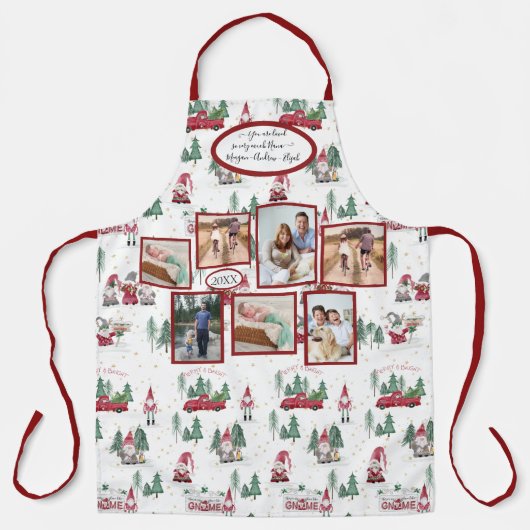 ナナファミリーフォトクリスマス格言フォレスト金ゴールドスター エプロン (正面)