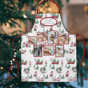 ナナファミリーフォトクリスマス格言フォレスト金ゴールドスター エプロン