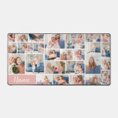ナナフォトコラージグリッドピンク白い孫ギフト デスクマット (正面)