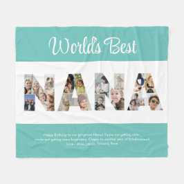 ナナフォトコラージュワード切り出しおばあちゃん誕生日 フリースブランケット