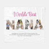 ナナフォトコラージュ切り出しおばあちゃん誕生日 フリースブランケット (正面(横))