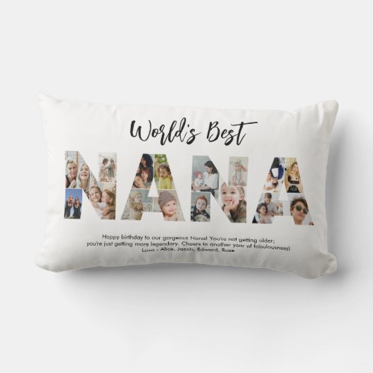 ナナフォトコラージュ切り出しおばあちゃん誕生日 ランバークッション (裏面)