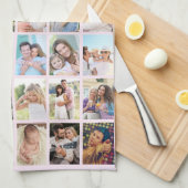 ナナフローラ文字30縦書きフォトコラージュピンク キッチンタオル (四つ折り)