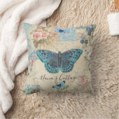 ナナブルーバタフライフローラスクリプトコテージコア名 クッション (ブランケット)