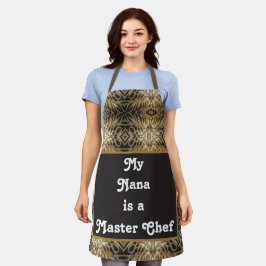 ナナマスターシェフブラウンエレガント金ゴールドおばあちゃん エプロン