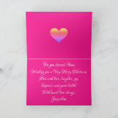 ナナメリークリスマスパーソナライズされた名可愛いピンク カード (内部)