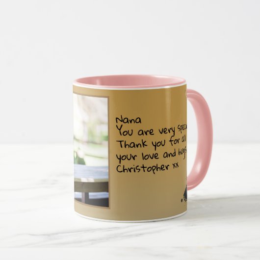 ナナラブユー素朴文字写真テンプレート マグカップ (正面右)