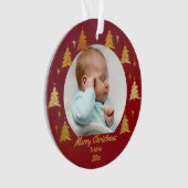 ナナレッド&金ゴールドクリスマスツリー写真 オーナメント (正面)