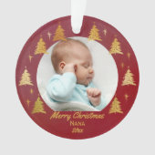 ナナレッド&金ゴールドクリスマスツリー写真 オーナメント (正面)