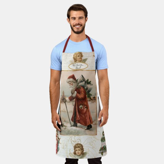 ナナヴィンテージサンタクロースクリスマスエンジェルズホリー エプロン (着用した状態)