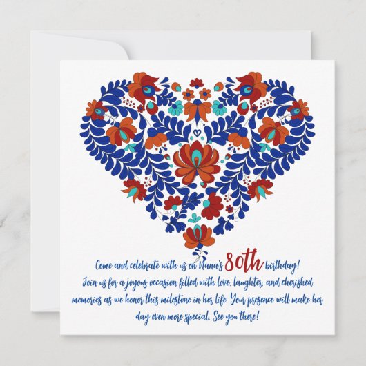 ナナーズ80誕生日/ハンガリーマティ素朴ョ 招待状 (正面)