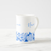 ナナ中国ブルー水彩フローラ ボーンチャイナマグカップ (正面右)