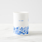 ナナ中国ブルー水彩フローラ ボーンチャイナマグカップ (正面)