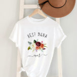 ナナ最高の・エバー |トレンディーブルゴーニュ・ボホフローラ Tシャツ<br><div class="desc">このトレンディーとシャツスタイリッシュは最高の、素朴で手書きの台本に"nana ever"と書き、お祖母さんが愛する贈り物のためにマルサラ、オレンジ、および白の色合いのボホの花の水色の花束を特徴としている。</div>