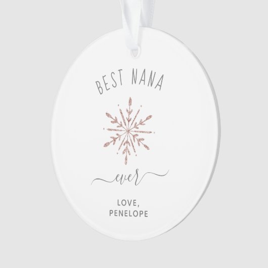 ナナ最高の・エバー |バラ金ゴールドスノーフレークと写真 オーナメント (正面)