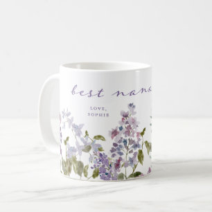 ナナ最高の・エバー 紫かわいらし薄紫花 コーヒーマグカップ