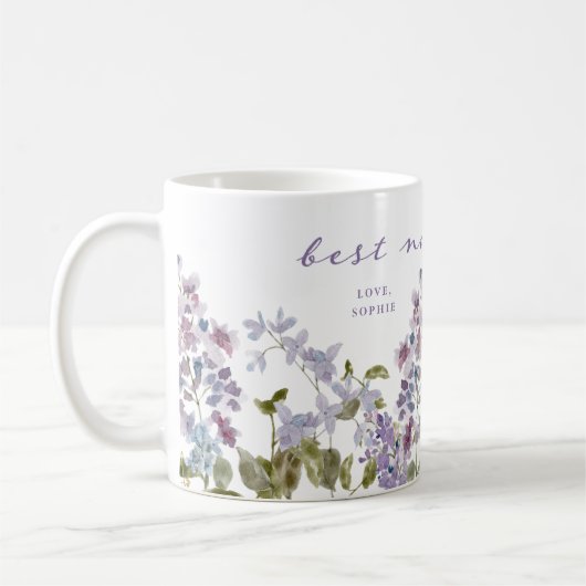 ナナ最高の・エバー | 紫かわいらし薄紫花 コーヒーマグカップ (左)