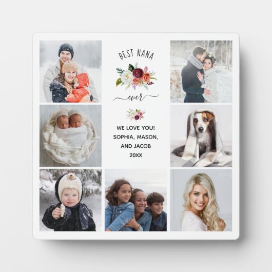 ナナ最高の・エバー | Burgundy Bohoフローラフォトグリッド フォトプラーク (正面)