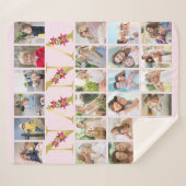 ナナ花文字24垂直フォトコラージュピンク シェルパブランケット (正面(横))