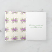 ナナ誕生日カード – 紫色の水色の花 カード (内部)