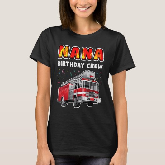 ナナ誕生日クルーパーティー消防車ボーイキッズフィレフ Tシャツ (正面)