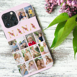 ナナ ゴールド フラワー レターズ 14 枚縦長フォトコラージュ iPhone 13 PRO MAXケース