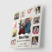 ナナ・パパ・グ最高のランドパアーズ11フォトコラージュウッド スクエア壁時計 (傾斜)