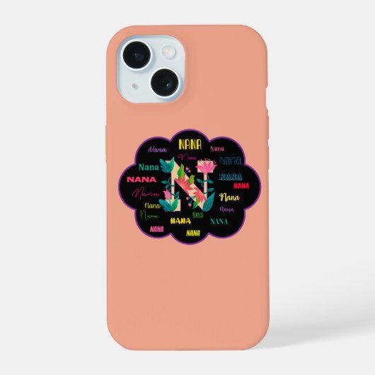 ナナ フラワー 花 名前イニシャル iPhone 15ケース (裏面)