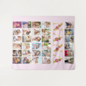 ナナ フローラル レターズ 30 垂直写真コラージュ ピンク タペストリー (正面(横))