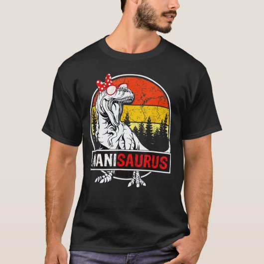 ナニサウルスレックス恐竜ナニサウルス母ファミリー Tシャツ (正面)
