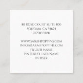 ナニーお洒落ウォーター・カラー・カラス&ティーカップ スクエア名刺 (裏面)