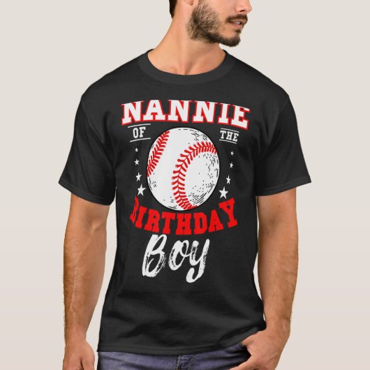 ナニーオブザ誕生日ボーイベースボールテーマブデイセル Tシャツ (正面)