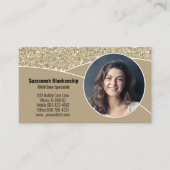 ナニーカスタムフォトフェイク金ゴールドグリッターQRコード 名刺 (正面)