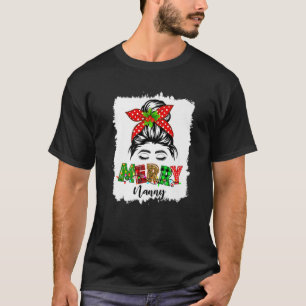 ナニーメリークリスマスメッシーバンパジャマクリスマスファミリー Tシャツ