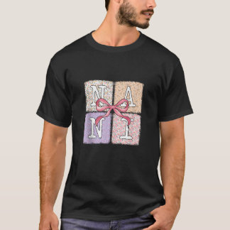 ナニ花コケット弓かわいいママおばあちゃん女性T Tシャツ