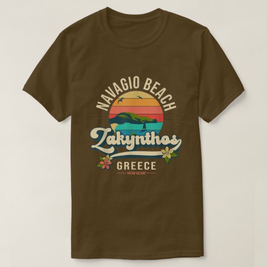 ナバジオ(難破船)ビーチ、ザキントス、ギリシャサム Tシャツ (デザイン正面)