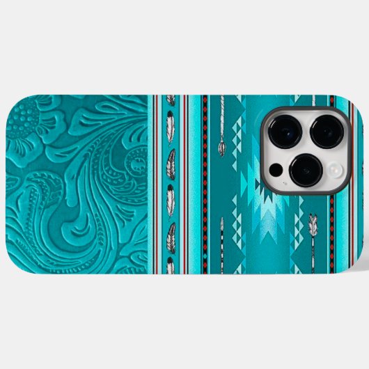 ナバジョトバルターコイズフェイクレザーツール Case-Mate iPhoneケース (裏面 (横))