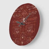 ナバホアステカ:民族的なドゥードルパターン。 ラージ壁時計 (傾斜)