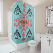 ナバホスタイルの鳥と抽象族との民族オーナメント シャワーカーテン (インサイチュ)