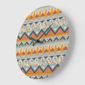 ナバホスタイルシームレスパターンデザイン ラージ壁時計 (傾斜)