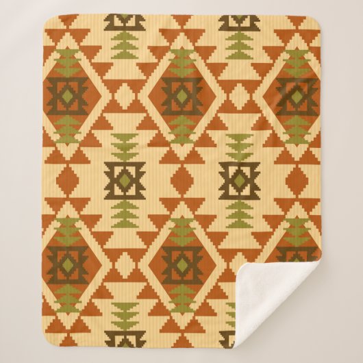 ナバホスタイル民族の幾何学的シームレスビント シェルパブランケット (正面)